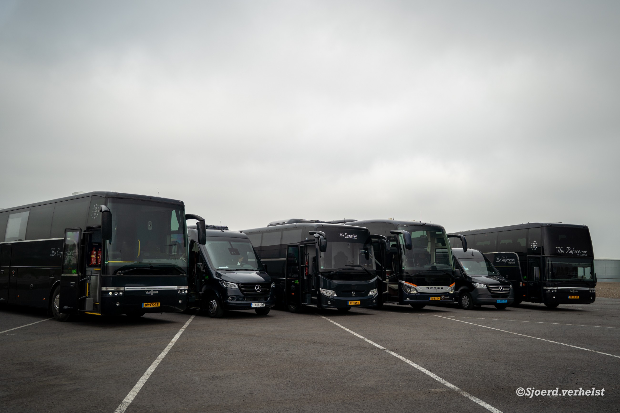 Luxury VIP bus fleet ready for group transport